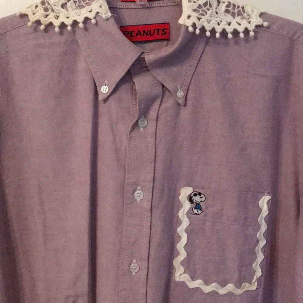 NWOT Sz 16 1/2 Snoopy Blouse Top Embroidered